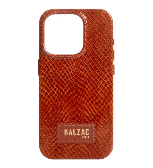 Embossed Cognac Case for iPhone 14